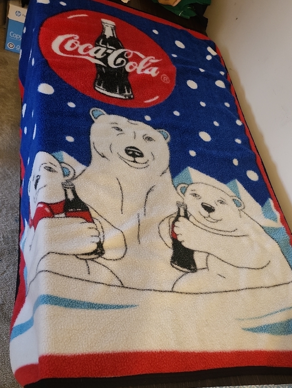 Vintage Coca-Cola Throw 60"x 45" sherpa Polar bears 1997